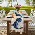 thumbnail image 4 of Blue Vintage Rooster 72 Inch Table Runner, Pastoral Elegant Animals Watercolor Farmhouse Dresser Scarf Cotton & Linen Tablerunner for Dining/Kitchen Island/Holiday Party Décor 13" x 72", 4 of 9