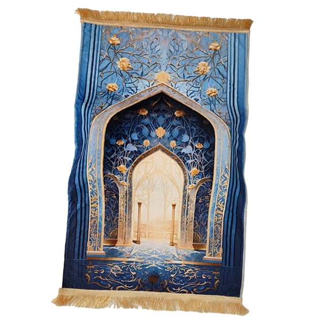 jifeng Prayer Rug Carpet Soft Creative Decor Islamic Themed Lightweight Velvet Muslim Style E