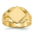 thumbnail image 1 of Solid 14k Yellow Gold 11.5x11.5mm Closed Back Engravable Monogram Signet Ring Band Size 7.5, 1 of 6