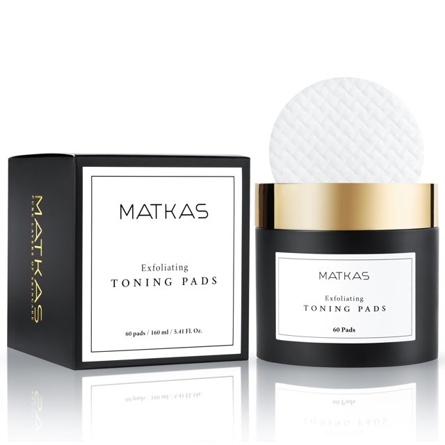 MATKAS Almohadillas tonificantes exfoliantes coreanas para control de aceite, poros grandes, puntos negros, tono de piel desigual, piel texturizada, ácido glicólico, ácido láctico, ácido salicílico, e