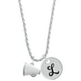 thumbnail image 1 of Delight Jewelry Silvertone Small White Megaphone Silvertone Script Initial Disc - L - Charm Necklace, 20"+3", 1 of 4
