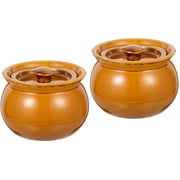 Crock Soup Cup with Lid Household Pot Ceramic Stewing Saucepan Tableware Steam Ceramics 2 Count