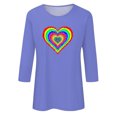 thumbnail image 4 of Qertyioot Cadeau de la Saint-Valentin! Mode Féminine Manches Trois-Quarts Col Rond Rétro Imprimé de Noël Haut Ample Blouse Manches Trois-Quarts, 4 of 4