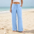 thumbnail image 2 of DHFJKG Wide Leg Pants For Women Casual Summer Loose Fit Drawstring Waist Lightweight Plain Palazzo Pants, 2 of 8