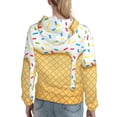 thumbnail image 7 of Lsque White Ice Cream Pattern Casual Women's Hoodie,Hooded Sweatshirt with Kangaroo Pocket,Pullover Hoodie with Eye-catching Drawstrings-XX-Large, 7 of 7