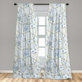 thumbnail image 2 of Nature Window Curtains, Floral Concept Continuous Patchwork Style Flowers Pattern on Plain Back, Lightweight Decor 2-Panel Set with Rod Pocket, Pair of - 28"x63", Pale Camel and Sky Blue, by Ambesonne, 2 of 3