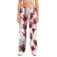 thumbnail image 4 of JULMCOMO Halloween Pajamas Pants for Women Ghost Pumpkin Cat Print Drawstring Elastic Waisted Casual Pj Pants Cute Print Comfy Loose Pajama Bottoms Red 3XL, 4 of 6