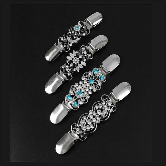 4 Styles Elegant Sweater Clips Brooches Embellishments Alloy Clasp for