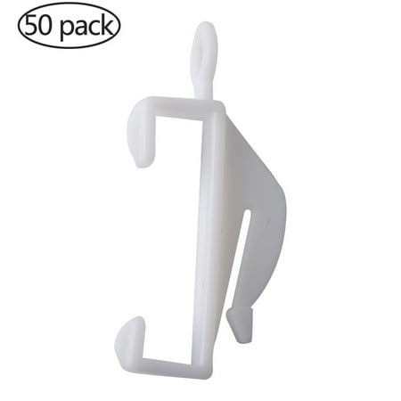 Pleater Tape Curtains FeelGlad 50Pcs Window Curtain Valance Clips, 48mm Length Plastic Adjustable Depth Pinch Pleat Locking Curtain Tape Clip Hooks, Curtain Hooks Plastic ()