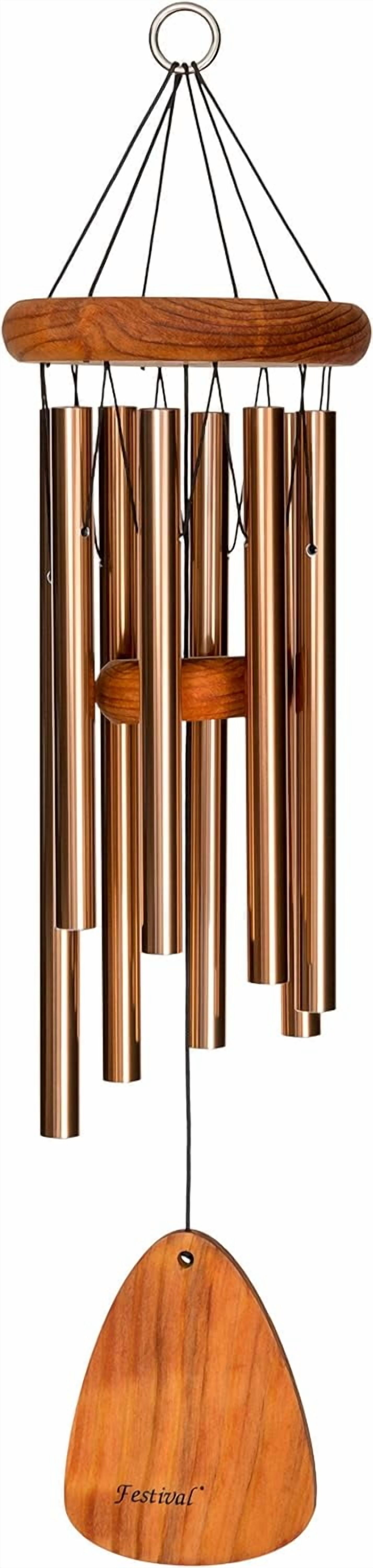 Festival 24-inch Redwood Wind Chime 8 Tubes in Black by Wind River for Patio, Backyard, Garden, and Outdoor décor. Made in The USA