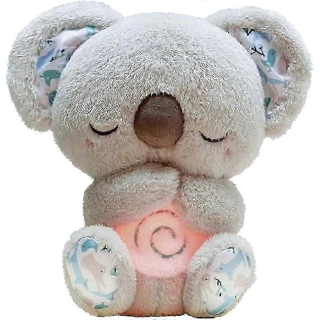 Relief Koala Breathing Stuffed Animal Baby Sound Machine Soother Koala Bear Anxiety Relief Koala Breathing with Sensory Music Lights(Grey)