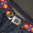 thumbnail image 2 of Buckle-Down Belt, Seatbelt Buckle Belt, Diamond Plaid Orange Yellow Blue Purple Fuchsia, 34 to 52 Inches, 2 of 9