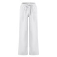 thumbnail image 4 of Mens Cotton Linen Pants Loose Fit Drawstring Elastic Waist Trousers with Deep Pockets Lightweight Beach Summer Fashion Pants 3XL, 4 of 6
