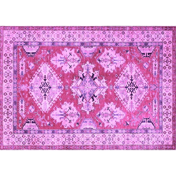 Ahgly Company Indoor Rectangle Geometric Purple Traditional Area Rugs, 5' x 7'