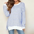 thumbnail image 6 of Levmjia Women's Striped Long Sleeve Sweater Crewneck Drop Shoulder Loose Fit Casual Pullover Top for Fall Winter, 6 of 6