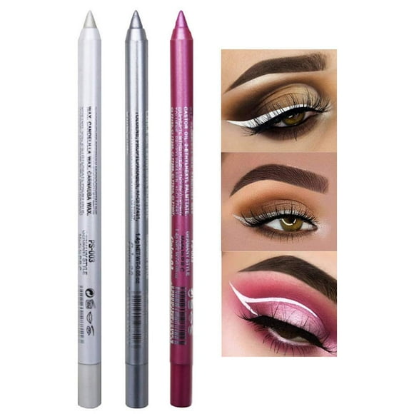 New Cosmetic Make Up Waterproof Long Lasting Women Eye Liner Eyeliner, 3 PCS Glitter Metallic Eyeliner Pencil Shimmer Highlighter Eye Liner Pencils Eyeshadow Professional Makeup Set