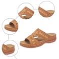 thumbnail image 7 of Womens Sandals Flower Embroidery Open Toe Slides Comfy Orthopedic Walking Shoes Lightweight Cushioning Slip on Summer Beach Shoes Brown Size 8.5, 7 of 7