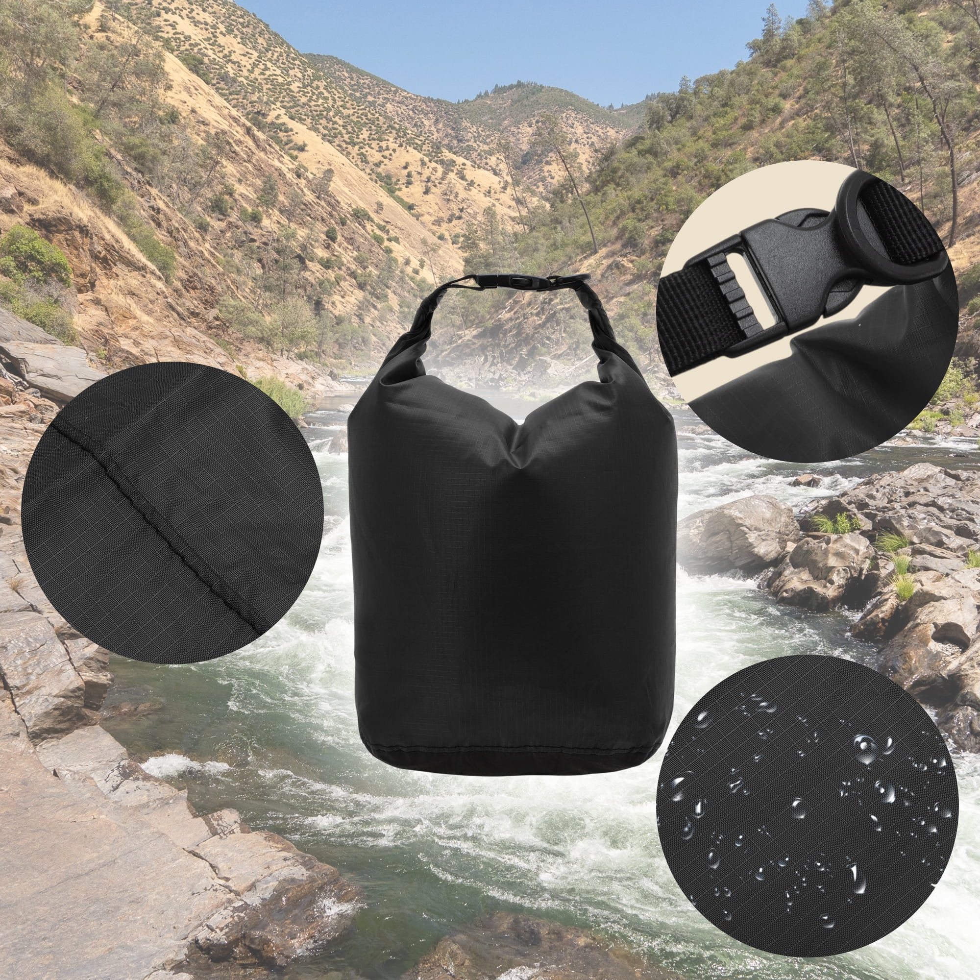 Unique Bargains Stuff Sacks Lightweight Dry Pack Black 10L