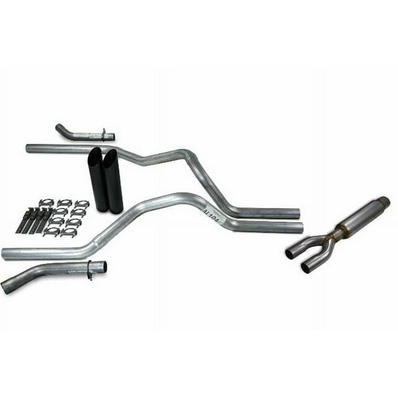 Chevy GMC 1500 96-99 2.5" Dual Exhaust Kits Glasspack Corner Exit Black Tips
