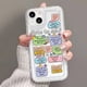 thumbnail image 3 of Funda transparente con estampado de eslogan Ins Vibes de dibujos animados para iPhone 16, 15, 14, 13, 12, 11 Pro Max, 14, 15, 7, 8 Plus, X, XR, XS Max, SE2, funda de airbag, 3 of 4