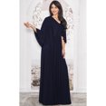 thumbnail image 2 of KOH KOH Long Cape Batwing Sleeve Modest Full Floor Length Flowy Fall Winter Elegant Evening Formal Funeral Church Wedding Guest Tall Maxi Dress Gown For Women Dark Navy Blue Large US 12-14 NT117, 2 of 3