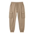 thumbnail image 4 of Men's Casual Solid Color Cargo Pants, Loose Fit Elastic Drawstring Waist Athletic Workout Trousers with Multi Side Flap Pockets Khaki 2XL, 4 of 6