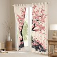 thumbnail image 3 of Manfei Minimal Sakura Black Out Curtains for Girls Women, Wave Tree Curtains Pack of 2 (42x63 Each), Pink Black Beige, 3 of 6