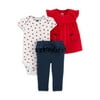 Carter's Child of Mine Baby Girl Shirt, Bodysuit & Ruffle Pant Outfit, 3pc Set