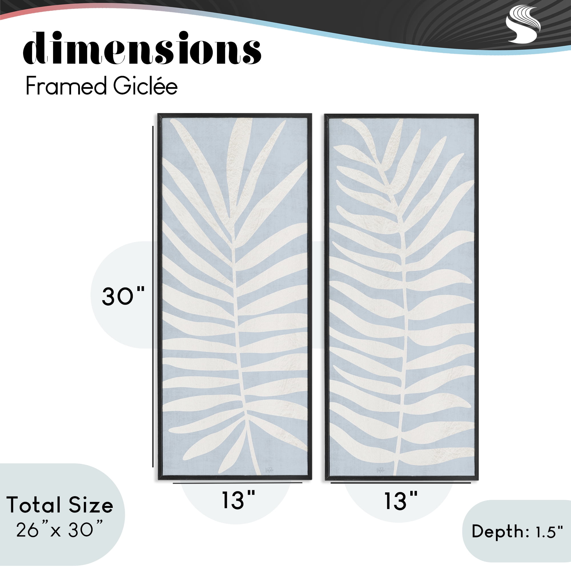 Stupell Industries Soft Palm Leaf Pair 2 Piece Black Framed Giclee Art Set, design by Natalie Carpentieri