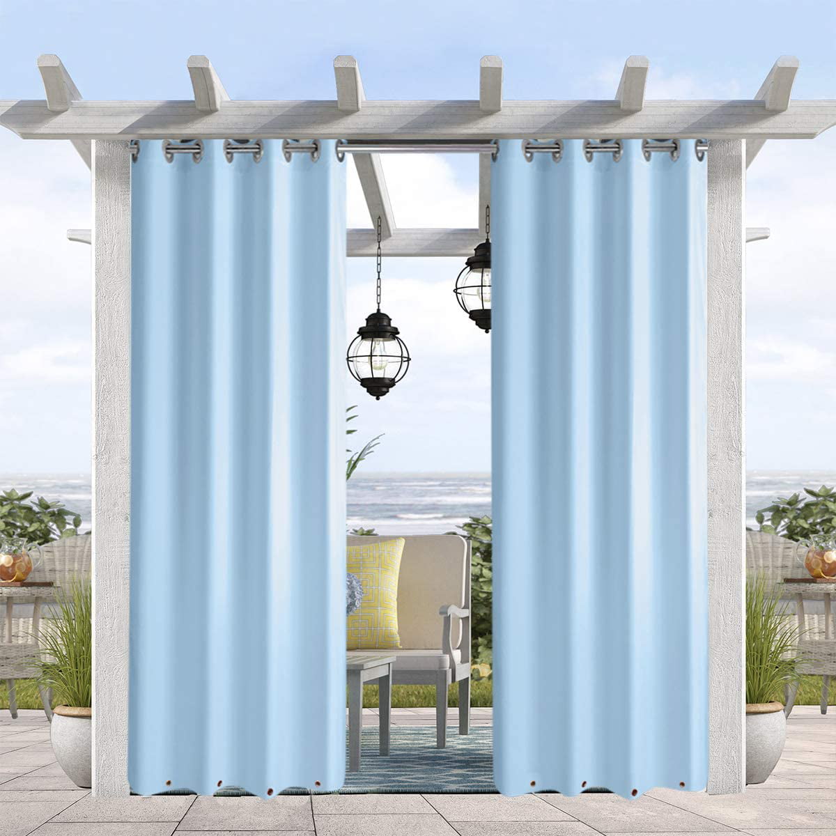 50”x120” Outdoor Curtains Panel for Porch Patio，UV Ray Protected and Waterproof 
