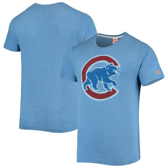 Men's Homage Royal Chicago Cubs Hand-Drawn Logo Tri-Blend T-Shirt