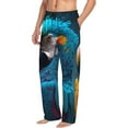 thumbnail image 2 of Yiaed Modern Style Blue Parrot Print Men's Lounge Pants, Loose PJ Bottoms, Long Pajama Pants for Men-Small, 2 of 5