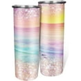 thumbnail image 1 of Glitter Tumbler 20oz Tumblers with Lid and Straw Insulated Skinny Tumblers Beach Coffee Tumbler Stainless Steel Travel Mug Reusable Cups Thermal Cup for Man Woman, 1 of 4