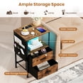 thumbnail image 4 of Gymax Table d'Appoint avec Station de Recharge 2 Tiroirs en Tissu Pliants 6 Pochettes de Rangement Latérales, 4 of 10