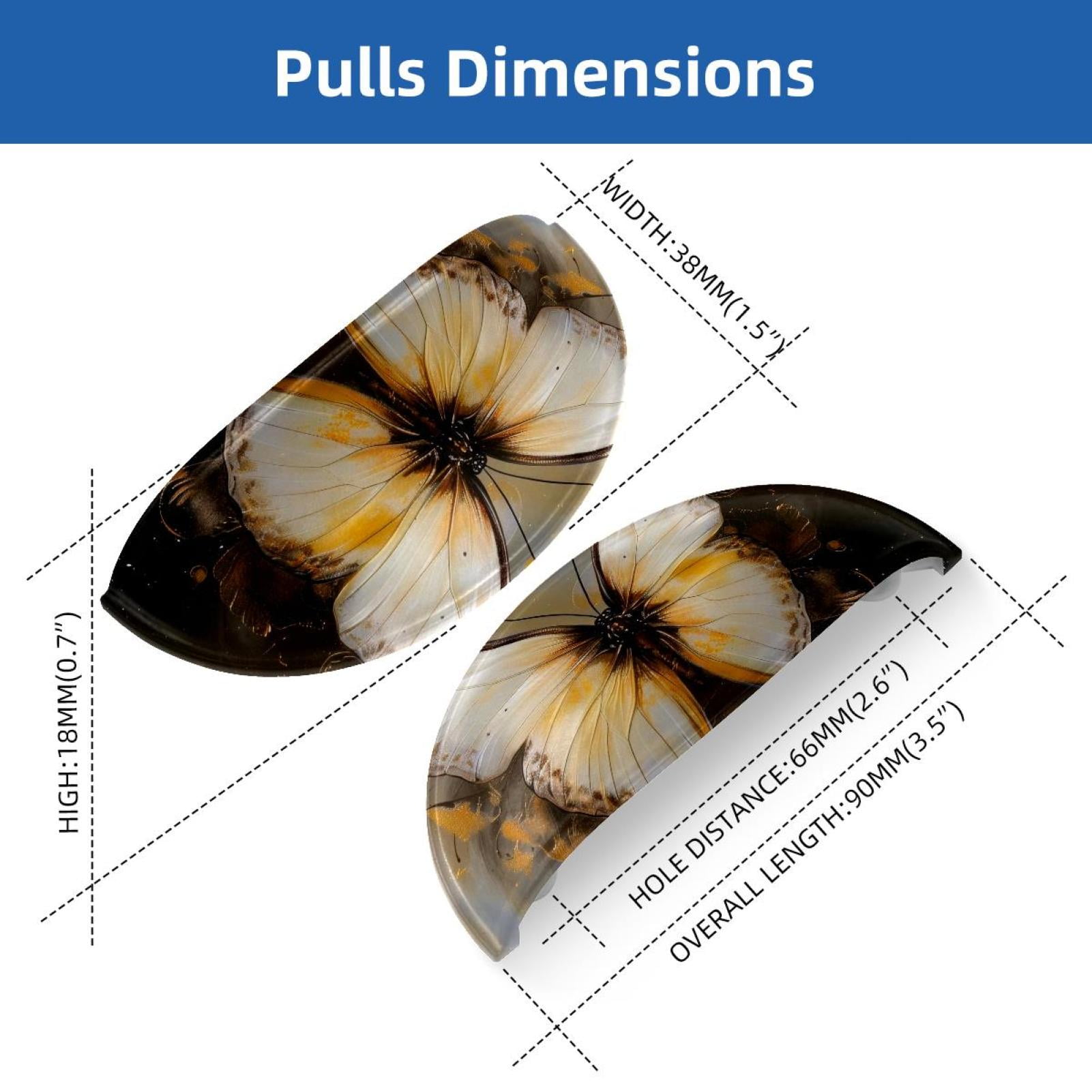 PhooArto 6 Pcs Cup Drawer Pulls, White Butterfly Painting Shell Shape Handles Cabinet Knobs for Dresser Cupboard Closet Wardrobe with Screws