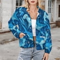 thumbnail image 3 of Jackets for Women Winter Coat Jackets Flannel Stand Collar Jacket(Hammerhead Shark Blue Art,Size:S-4XL), 3 of 7