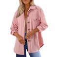 thumbnail image 2 of BiZtdJrK Cardigans for Women Trendy Cable Knit Cotton Sweater Lapel Collar Long Sleeve Open Front Button Jacket with Chest Pocket Pink XL, 2 of 9