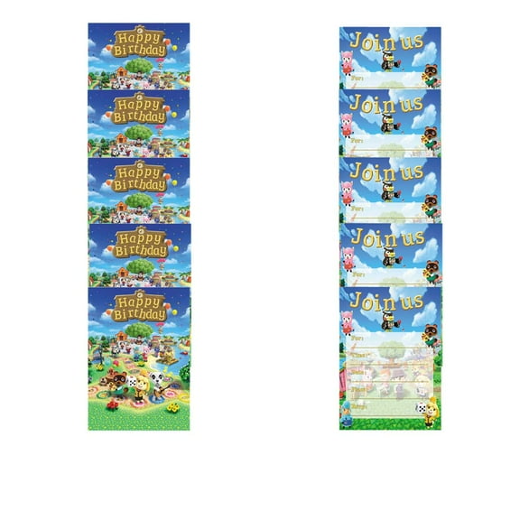 Animal Crossing Invite Invitations Cards Stock Bulk Birthday Fill-in Party Supplies Decorations