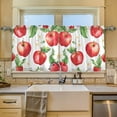 thumbnail image 2 of Yayeee Kitchen Curtains Tier Set of 2 Light Filtering 57"x36" Over Sink Window Panels, White Apple Pattern, 2 of 7