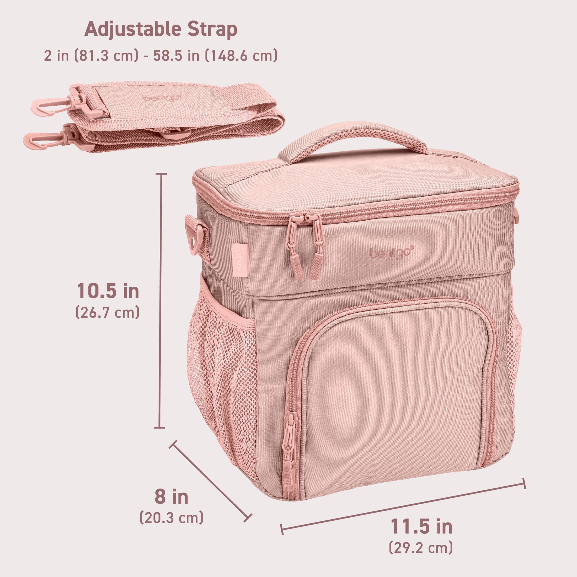 Bentgo Prep Deluxe Multimeal Bag - Premium Insulation with Water-Resistant Exterior & Interior, Holds 5 Meals, Keeps Meals Warm or Cool for up to 8 Hrs - Great for All Day Meal Prep (Blush)