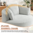 thumbnail image 6 of Muumblus 48.8" Oversized Accent Barrel Chair, Fluffy Round Lazy Sofa Chair for Adults, No Assembly Required, Light Gray Corduroy, 6 of 9