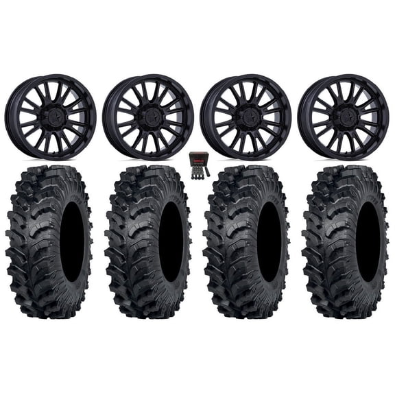 MSA ThunderLips 14" Wheels Black 32" MT911 Tires Kawasaki Mule Pro FXT