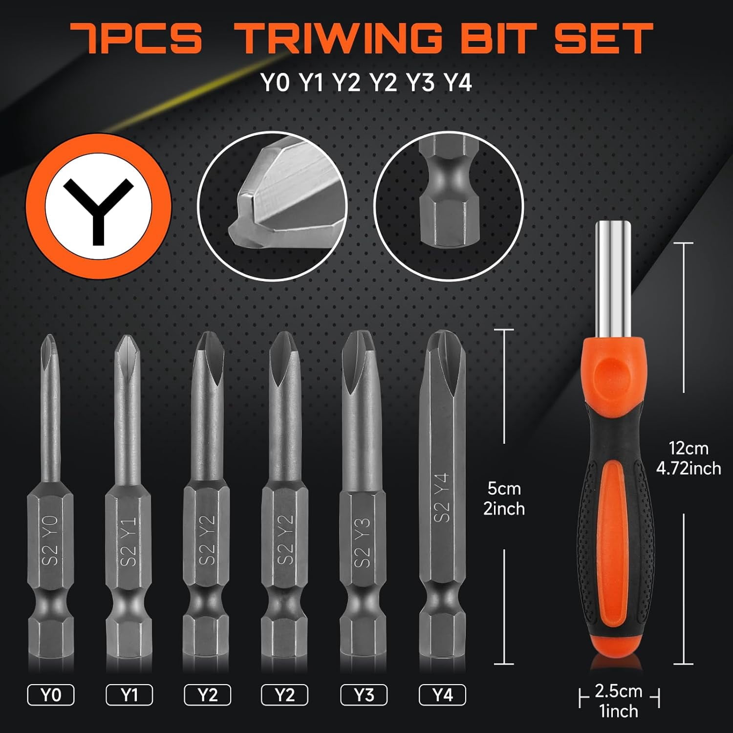 MKEUDQ-7PCS All In One Screwdriver Bits Set,Triwing Screwdriver Bits Set(50mm) Y0 Y1 Y2 Y2 Y3 Y4 Y Tip Portable Multi-Purpose Screwdriver Set for Outdoor And Daily Repair Tools