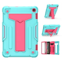 Dteck Shockproof Case For Kindle Fire HD 8 / HD8 Plus (10th Generation, 2020), Heavy Duty Rugged Hybrid Case High Impact Kickstand Protective Cover (no built-in screen protector), Mint   Rose