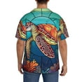 thumbnail image 5 of KLL Sea Turtle in Coral Print Men's Shirt Short Sleeve Button Down Summer Cuba Beach Shirts- 3X-Large, 5 of 7