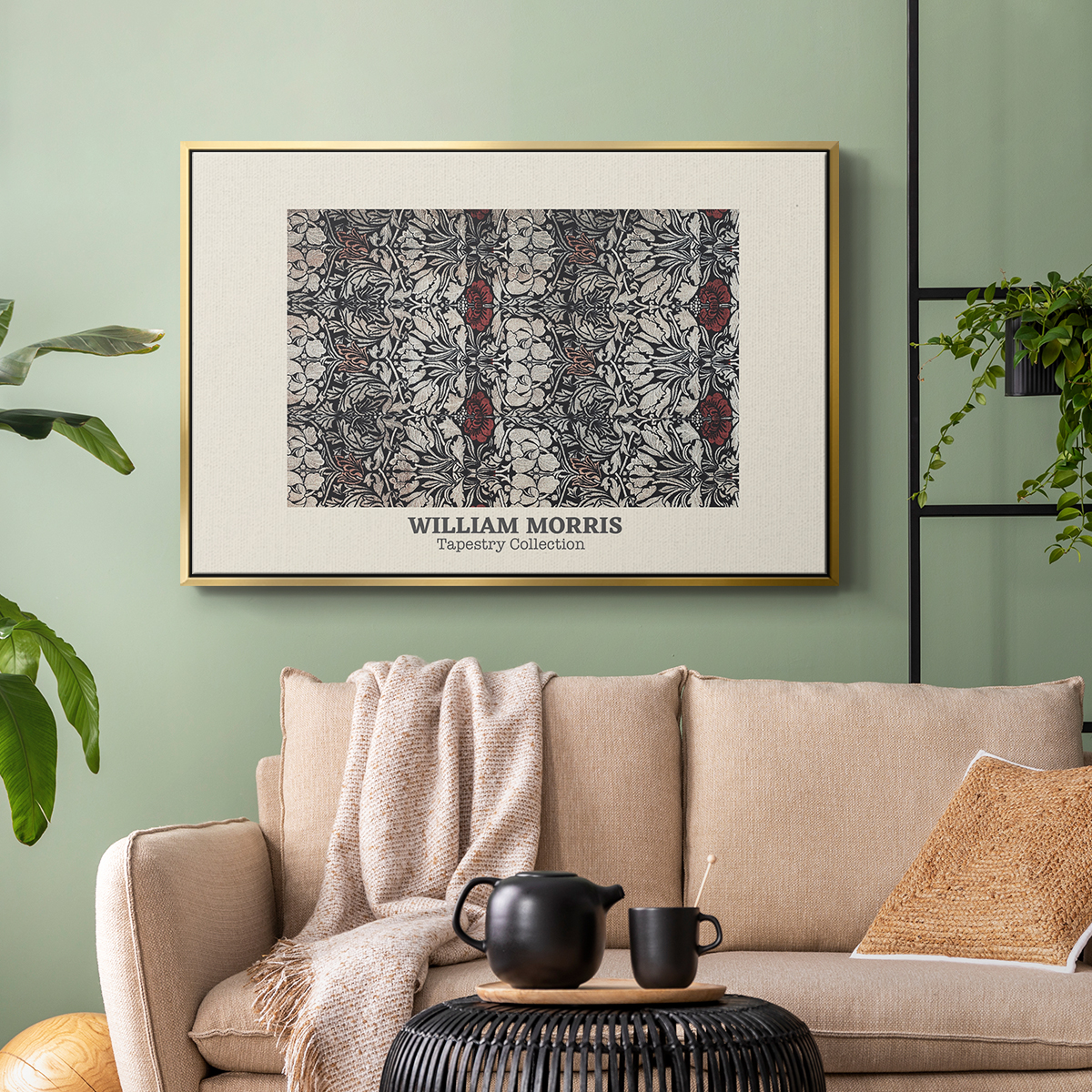 Vintage Abstract Print-XXXVIII Framed in Gold Wood Gallery Wrapped Canvas 27 in. x 41 in.