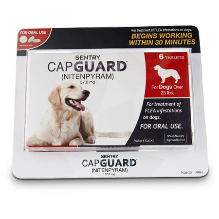 Sentry CapGuard Oral Flea Tablets for Dogs Over 25 Lb, 6 Chewable (Best Flea Meds For Dogs)