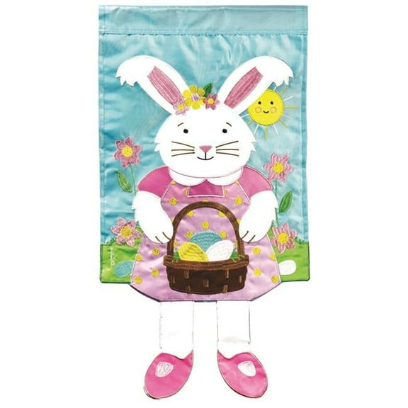 Magnolia Gardens M011560 30 x 44 in. Girl Bunny Garden Flag