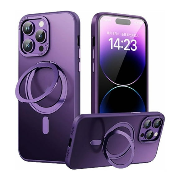 Ancove for iPhone 12 Pro / 12 6.1" Clear Case with Ring Holder Kickstand,Magnetic [Compatible with Mag Safe] Crystal Transparent Shockproof Protective Case Cover for iPhone 12 Pro / 12 6.1",Darkpurple