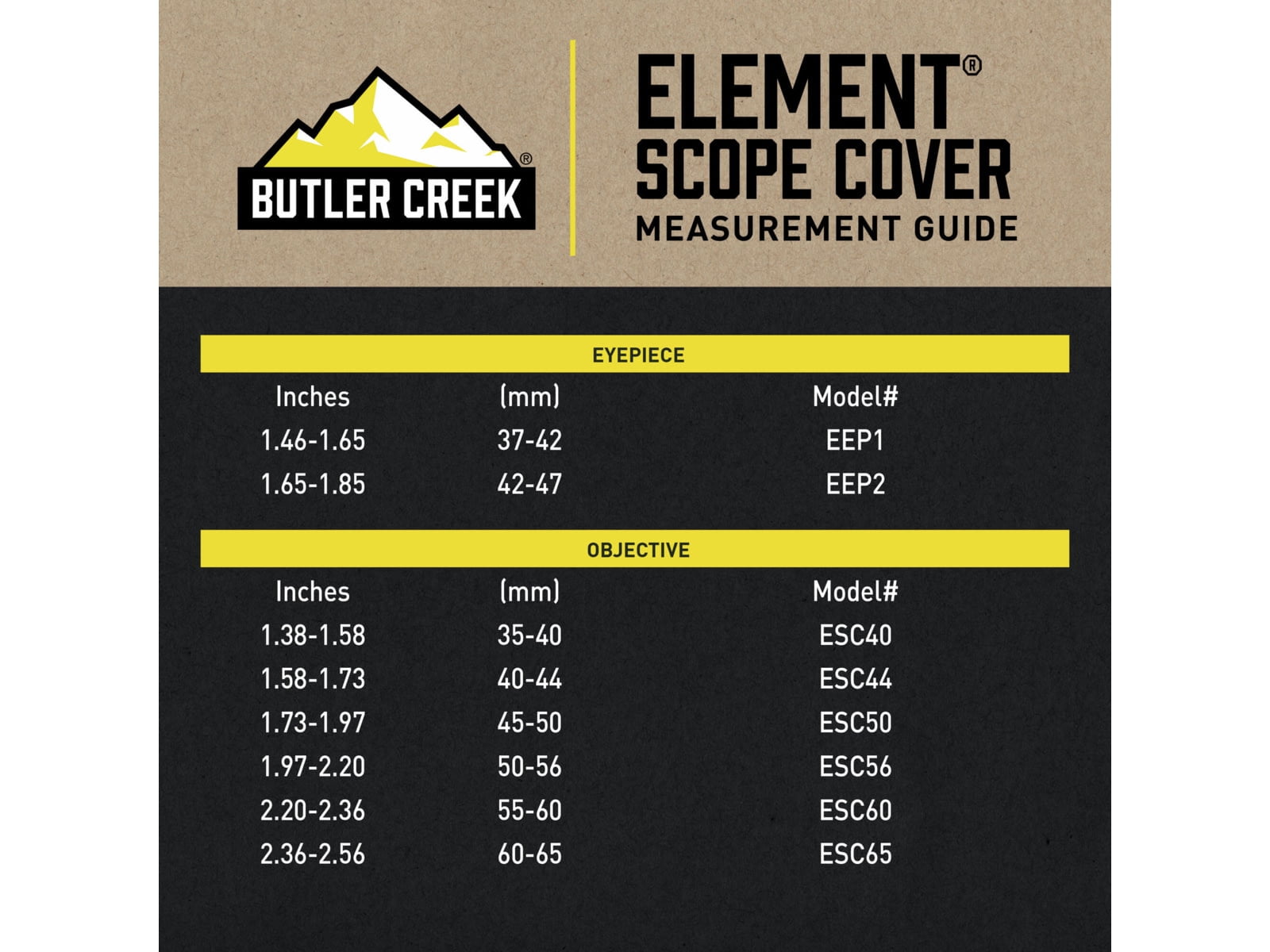 Butler Creek Element Flip-Up Scope Cover 45-50mm Objective Black